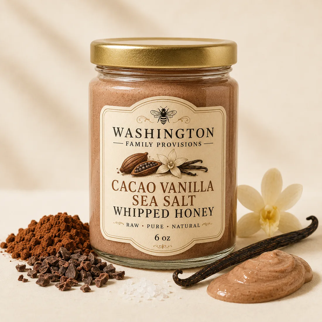 Cacao Vanilla Sea Salt Whipped Honey