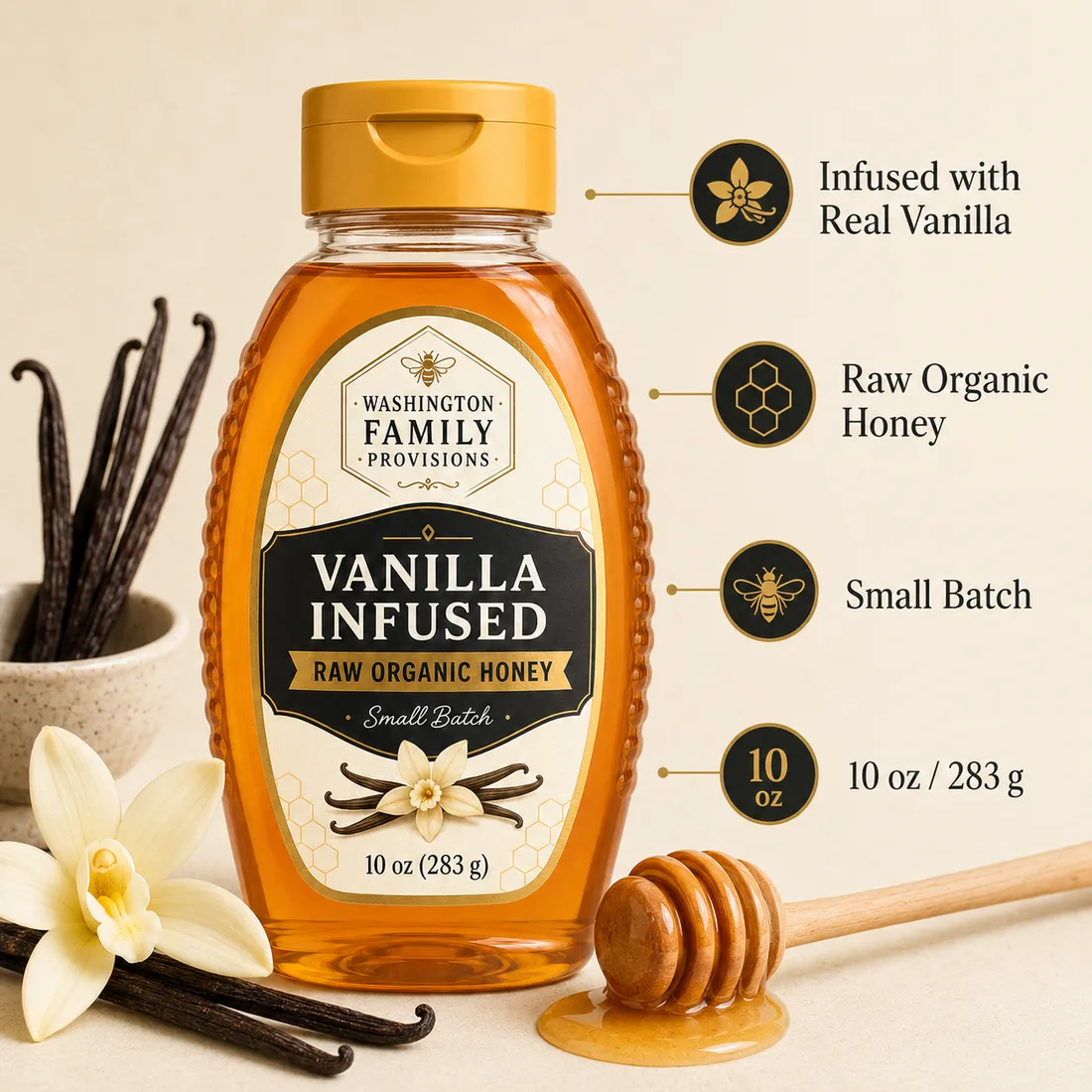 Vanilla Bean Raw Honey